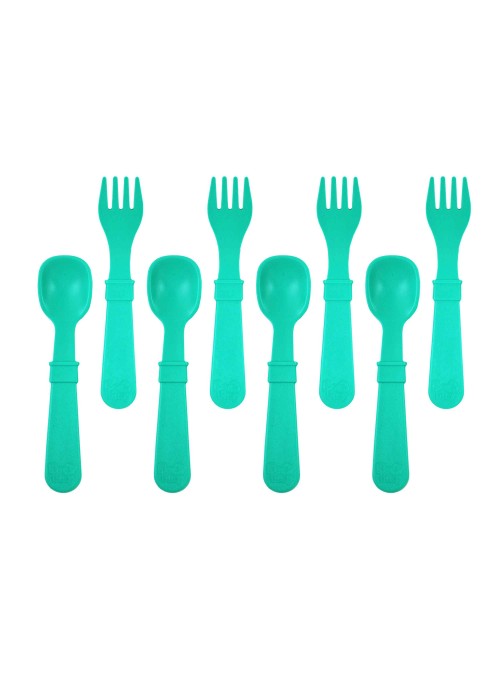 (8pk) BPA-Free Utensil Set for Babies & Kids - All Aqua