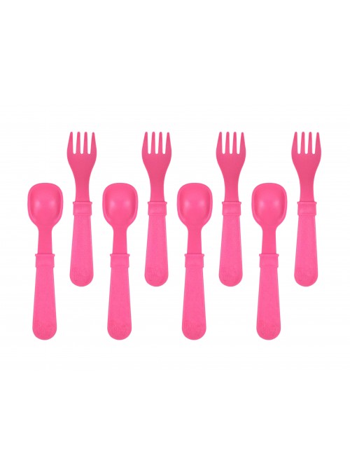 (8pk) BPA-Free Utensil Set for Babies & Kids - All Bright Pink