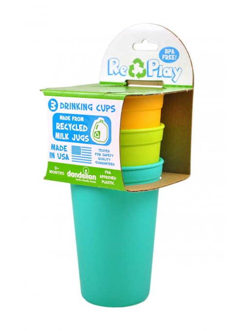 (3pk) BPA-Free Tumbler/ Drinking Cup Set for Babies & Kids - Aqua, Green & Sunny Yellow