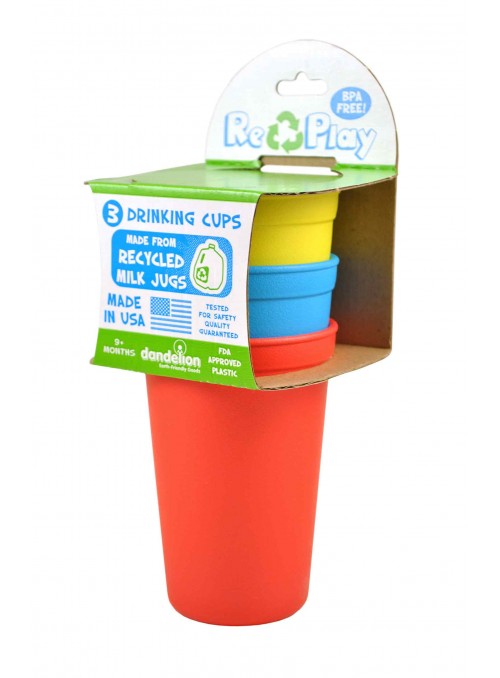 (3pk) BPA-Free Tumbler/ Drinking Cup Set for Babies & Kids - Sky Blue, Red & Yellow