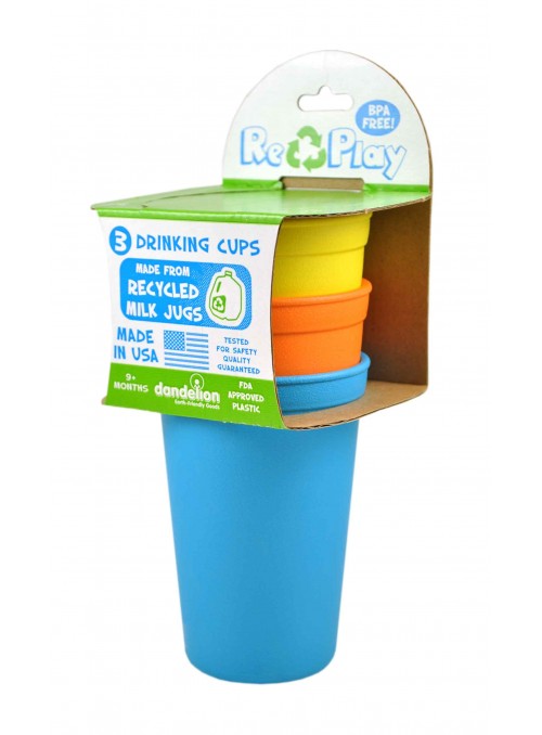 (3pk) BPA-Free Tumbler/ Drinking Cup Set for Babies & Kids - Sky Blue, Orange & Yellow