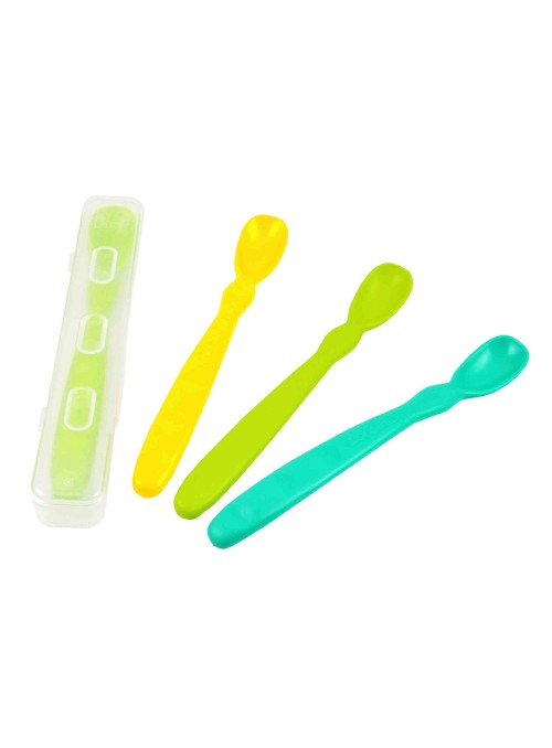 (4pk) BPA-Free Infant Spoons with Travel Case - Green, Aqua, Green, Yellow