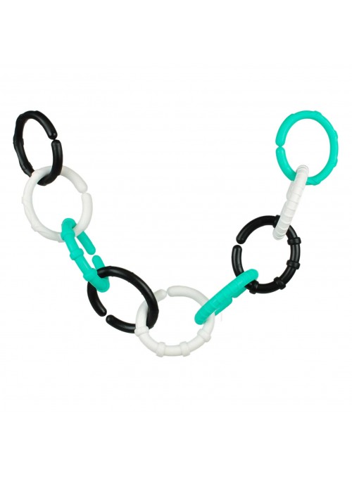(9pk) BPA-Free Teether Links - Black, White & Aqua