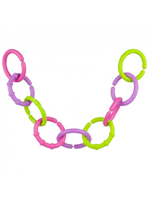 (9pk) BPA-Free Teether Links - Purple, Bright Pink & Green