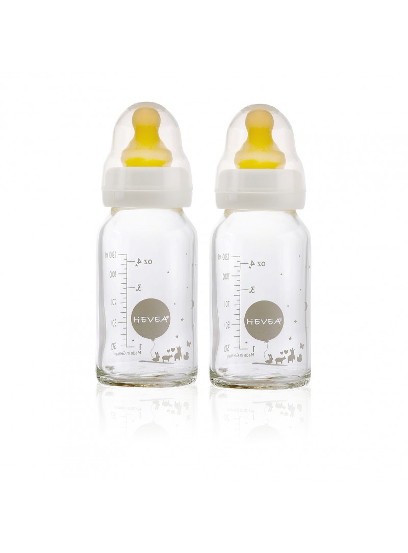 2 Pack Baby Glass Feeding Bottles - Thermal & Shock Resistant (White)